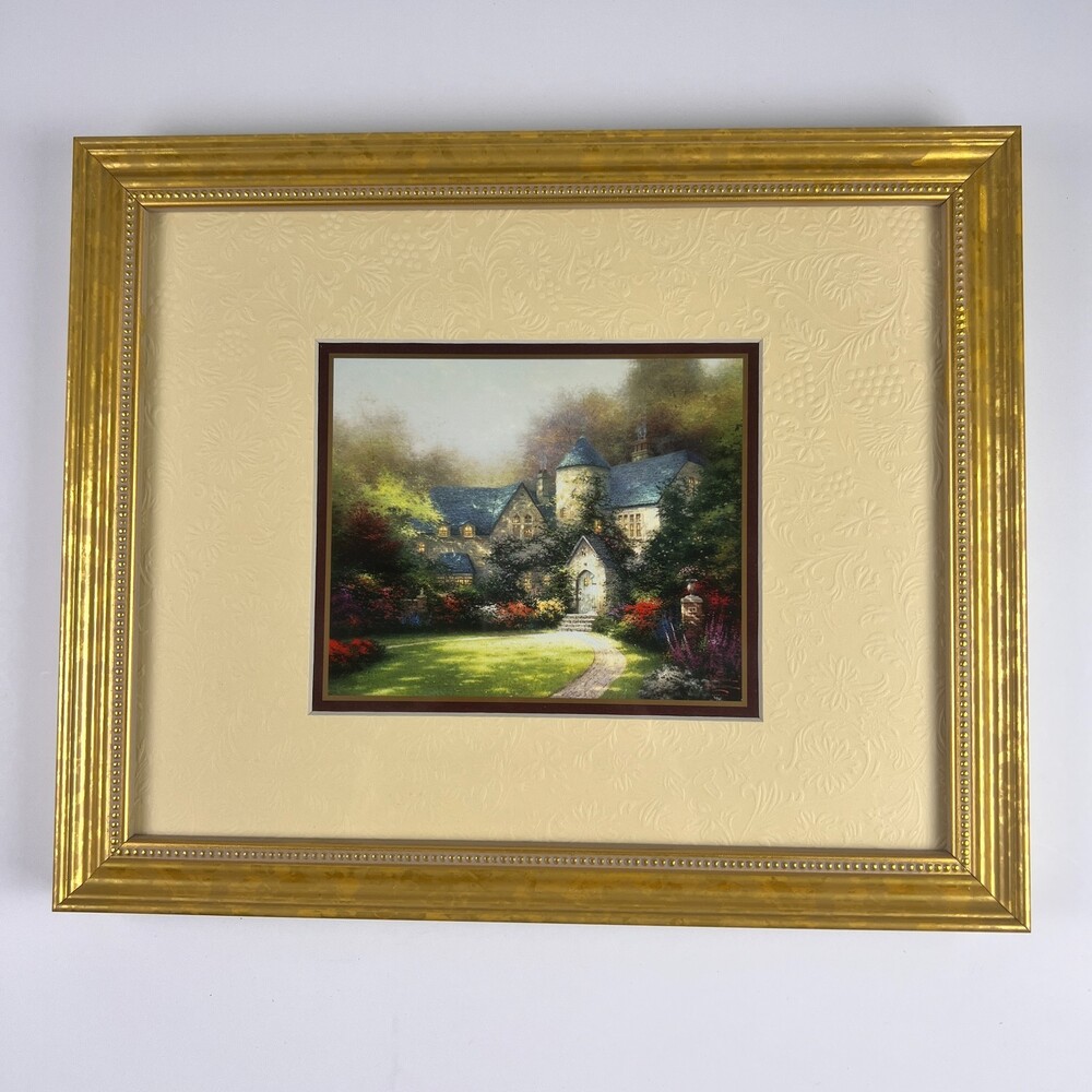 Thomas Kinkade Collector's Print Accent Print Beyond Autumn Gate Gold Frame COA
